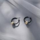 Alloy Hoop Earring 1 Pair - Gold Circle - Black - One Size