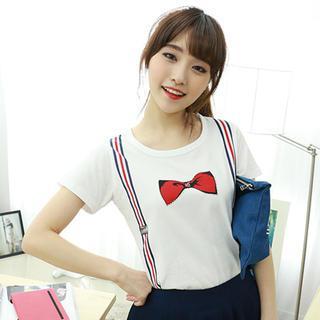 Bow Print Short-sleeve T-shirt