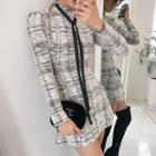 A-line Mini Tweed Dress With Tie