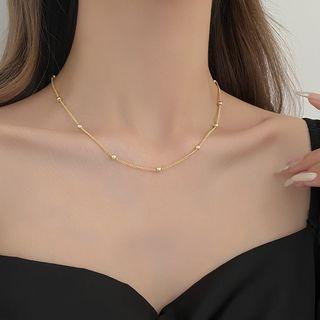Bead Alloy Choker Necklace - Bead - Choker - Planting Gold - Gold - One Size