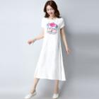 Short-sleeve Embroidered Midi T-shirt Dress