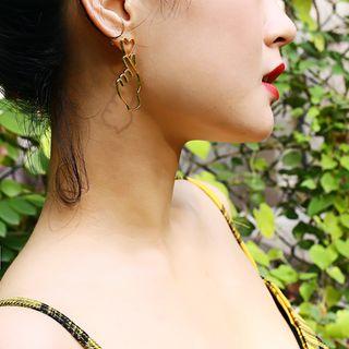 Alloy Heart & Hand Gesture Earring