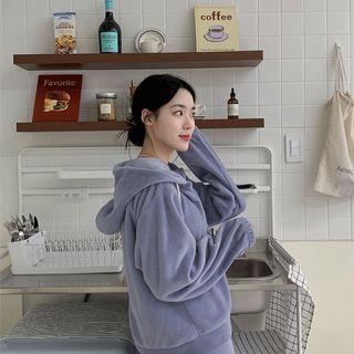 Coral-fleece Drawcord Hoodie