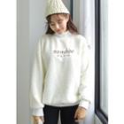 Letter-embroidered Faux-shearling Pullover