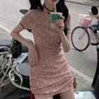 Strawberry Print Short-sleeve Mini Qipao