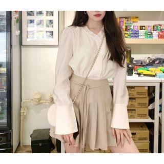 Ruffle Trim Blouse / A-line Skirt / Set
