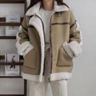 Belted Piped Sherpa-fleece Jacket