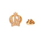Fashion And Elegant Plated Gold Crown Brooch With Austrian Element Crystal Golden - One Size