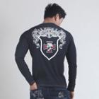 Skull-printed Stitched T-shirt Xxl
