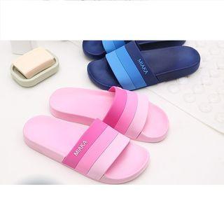 Set Of 2: Color Panel Lettering Slippers