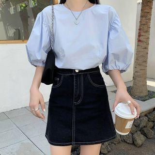 Elbow-sleeve Blouse / Wide-leg Jumper Pants