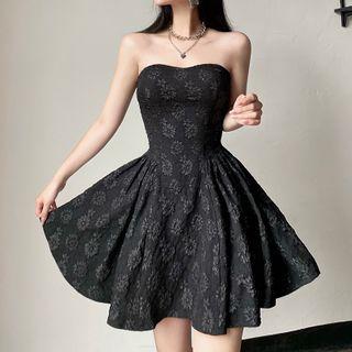 Embossed Mini A-line Tube Dress