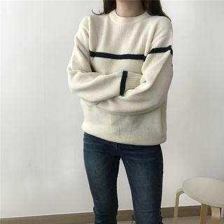 Mock-neck Stripe-detail Sweater