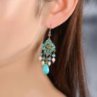Rhinestone Flower Pearl Drop Earrings