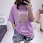 Beaded Crown Print Short Sleeve T-shirt