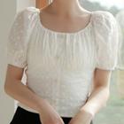 Puff-sleeve Round Neck Cropped Top