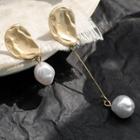 Non-matching Faux Pearl Dangle Earring 1 Pair - 1232 - Gold - Earrings - One Size