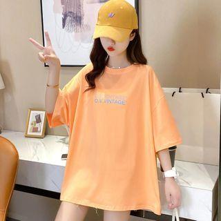3/4-sleeve Slitted T-shirt