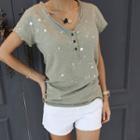 V-neck Paint-splatter Henley