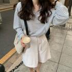 Striped Hoodie / High-waist Shorts