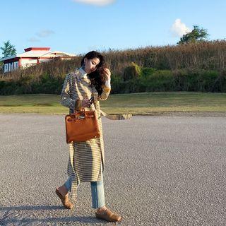 Gingham Double-breasted Trench Coat