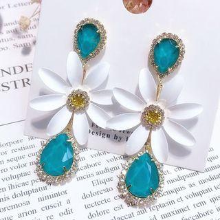 Daisy Rhinestone Drop Earring As Shown In Figure - One Size