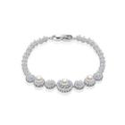 Elegant And Fashion Geometric Pattern Imitation Pearl Bracelet With Cubic Zirconia 17cm Silver - One Size