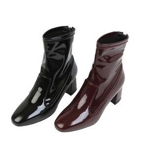 Zip-up Patent Ankle Boots