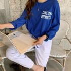 Drawcord-hem Letter T-shirt