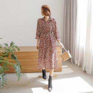 Leopard Midi Shirtdress With Sash
