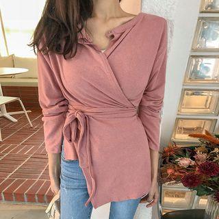 Asymmetric Surplice-wrap Cardigan