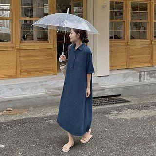 Loose-fit Long Polo Shirt Dress