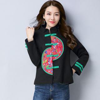 Embroidered Paneled Buttoned Jacket