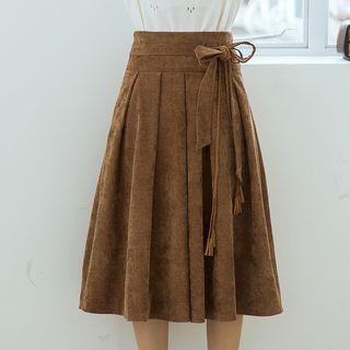 Corduroy Tie-waist Midi Skirt