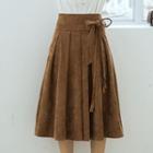 Corduroy Tie-waist Midi Skirt