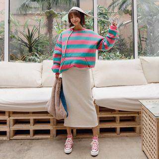 Slit-back Fleece-lined Midi Skirt