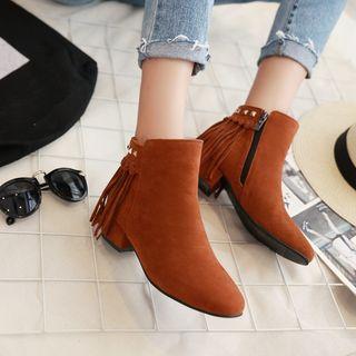 Fringed Studded Ankle Boots