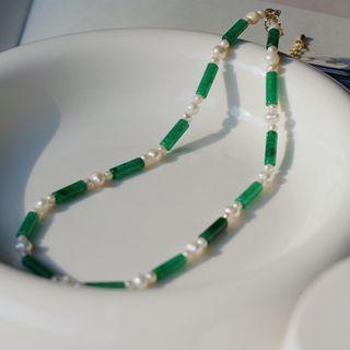 Freshwater Pearl Necklace Green - One Size