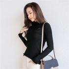 Mock-neck Pocket-front Knit Top