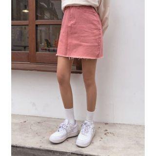 Distressed Cotton Miniskirt