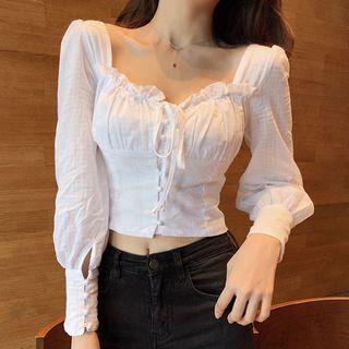 Sweetheart-neckline Crop Blouse