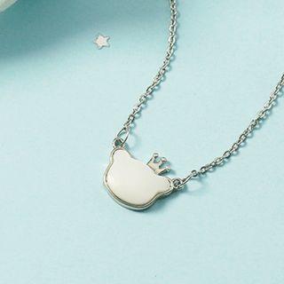 Bear Shell Pendant Alloy Necklace Silver - One Size