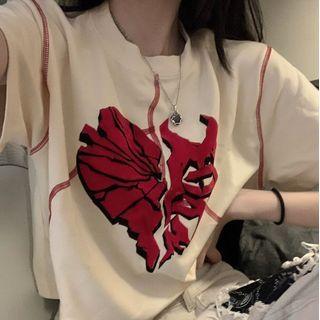 Short Sleeve Heart Crop T-shirt