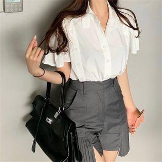 Short-sleeve Blouse / Accordion Pleated Panel Shorts