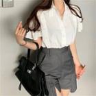 Short-sleeve Blouse / Accordion Pleated Panel Shorts