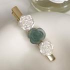 Rose Alloy Hair Clip Hair Clip - White & Green - One Size