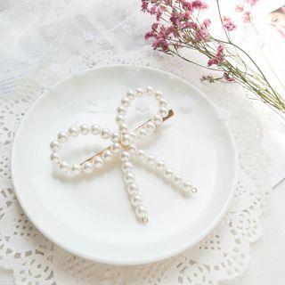Faux Pearl Bow Hair Clip 2324 - Bow - One Size