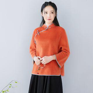 3/4-sleeve Contrast-trim Hanfu Top