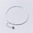 Star Rhinestone Sterling Silver Bracelet 1 Pc - S925 Silver - Silver & Blue - One Size