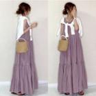 Sleeveless Tiered Maxi A-line Dress Purple - One Size